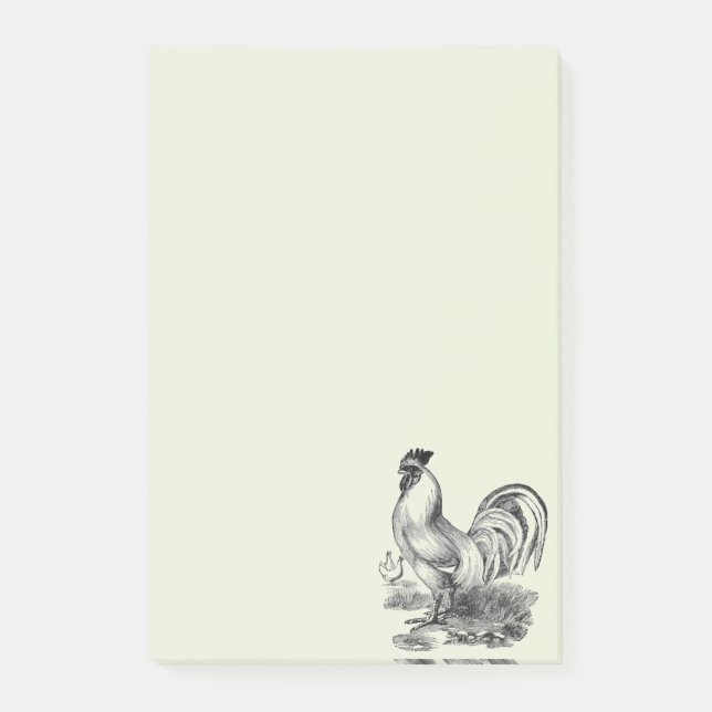 Vintage rooster illustration post-it notes (Front)
