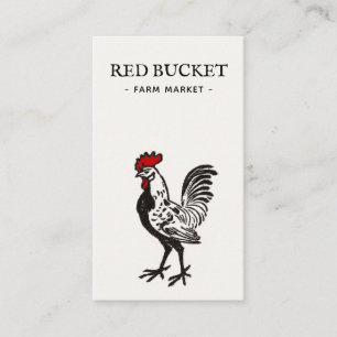 Vintage Rooster Illustration Rustic Business Card