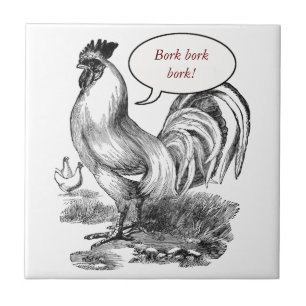 Vintage rooster illustration tile