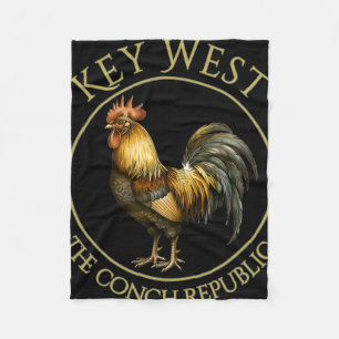 Vintage Rooster Key West Florida Vacation Fleece Blanket