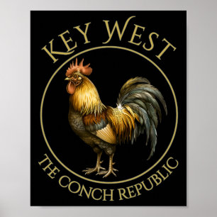 Vintage Rooster Key West Florida Vacation Poster
