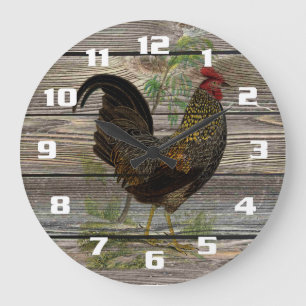 Vintage Rooster Large Clock