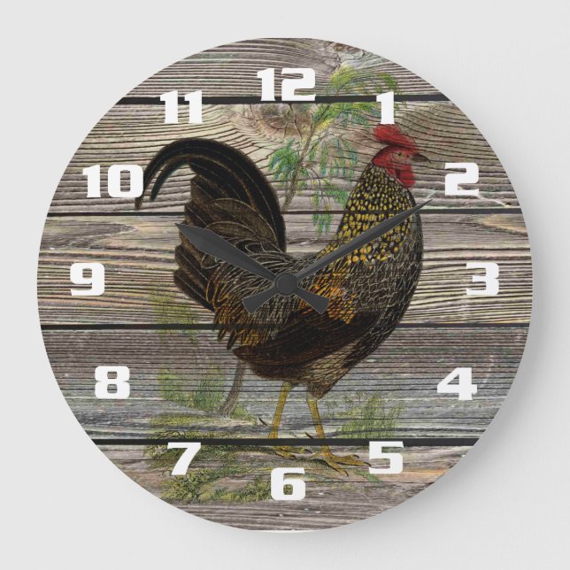 Vintage Rooster Large Clock (Front)