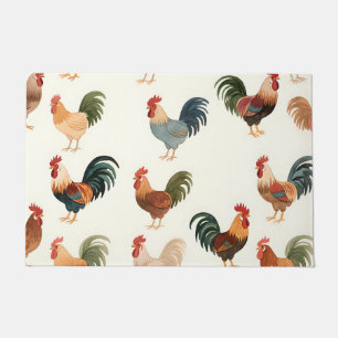 Vintage Rooster Pattern Farmhouse Style Doormat