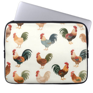 Vintage Rooster Pattern Farmhouse Style Laptop Sleeve