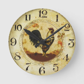 Vintage Rooster Round Clock