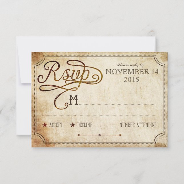 Vintage Rooster Rustic Country RSVP Card (Front)