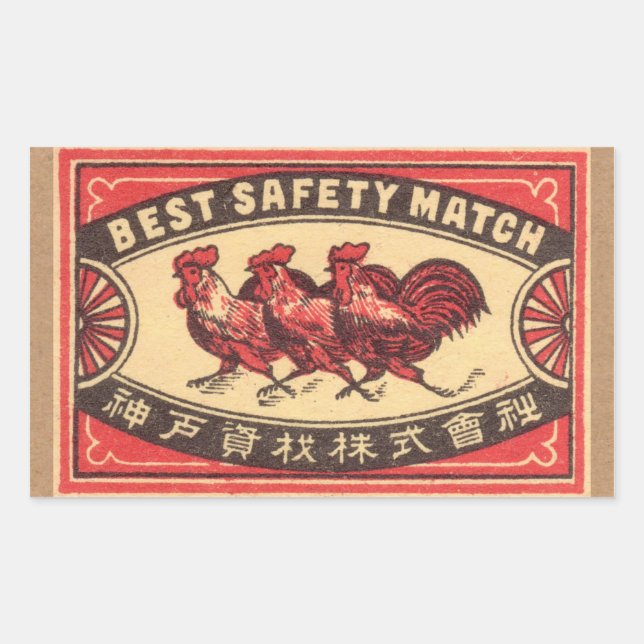 Vintage Rooster Safety Match Label (Front)