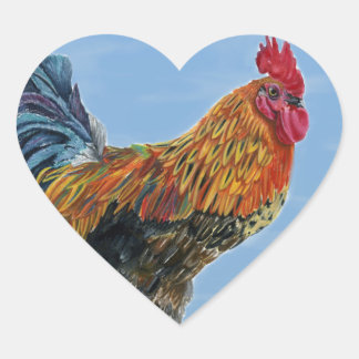 Vintage Rooster Sky Customise animal Chicken Heart Sticker