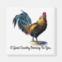 Vintage Rooster Square Magnet