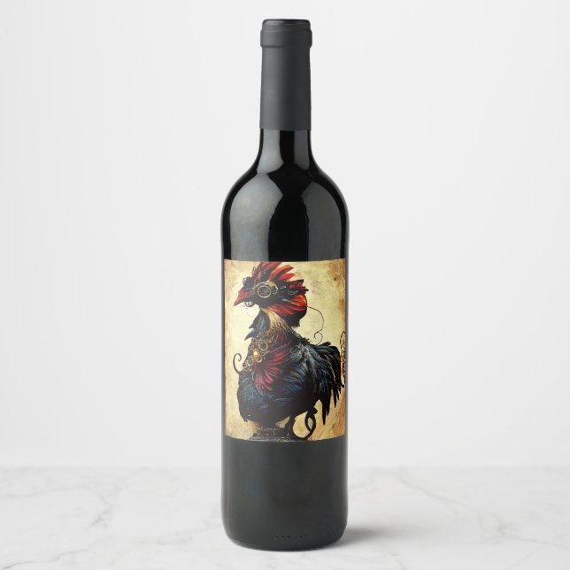 Vintage Rooster Wine Label (Front)