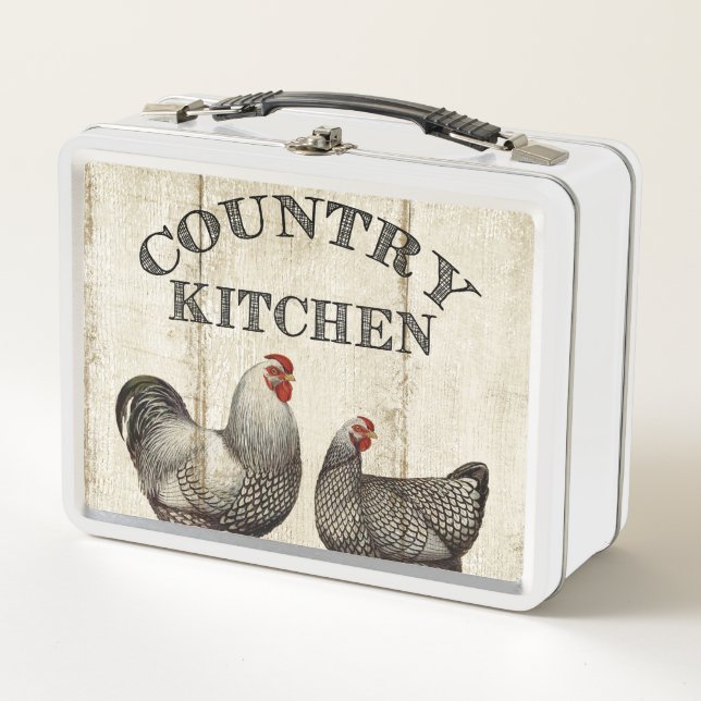Vintage roosters Country recipe box (Front)