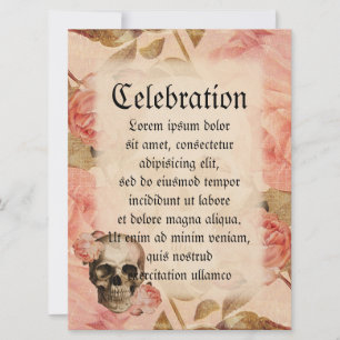 Vintage Rosa Skull Collage Invitation