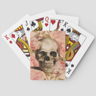 Vintage Rosa Skull Collage Playing Cards