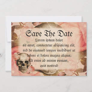 Vintage Rosa Skull Collage Save The Date