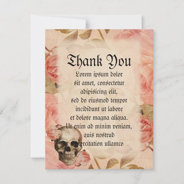 Vintage Rosa Skull Collage Thank You Card (Front)