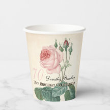 Vintage Rose 70th Birthday Celebration Paper cup