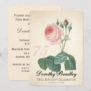 Vintage Rose 75th Birthday Celebration Custom I Invitation