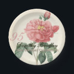 Vintage Rose 95th Birthday Party Paper Plates 2<br><div class="desc">Customisable Birthday Celebration Paper Plates with Vintage Botanical Watercolors by Pierre-Joseph Redouté. You can easily change text colour, font, size and position by clicking the customise button. "Pierre-Joseph Redouté (10 July 1759 in Saint-Hubert, Belgium – 19 June 1840 in Paris), was a Belgian painter and botanist, known for his watercolours...</div>