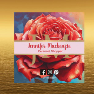Vintage Rose AI Generated Floral Design Square Business Card
