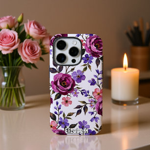 Vintage Rose and Bud Pattern iPhone 16 Pro Case