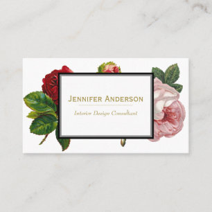 Vintage Rose and Gold Floral Business Card