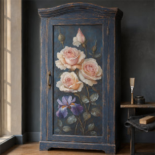 Vintage Rose and Iris Elegant Botanical Decoupage Tissue Paper