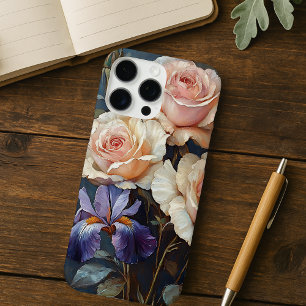 Vintage Rose and Iris Floral in Pink and Purple  iPhone 16 Pro Max Case