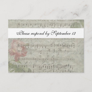 Vintage Rose and Music rsvp with envelope Card