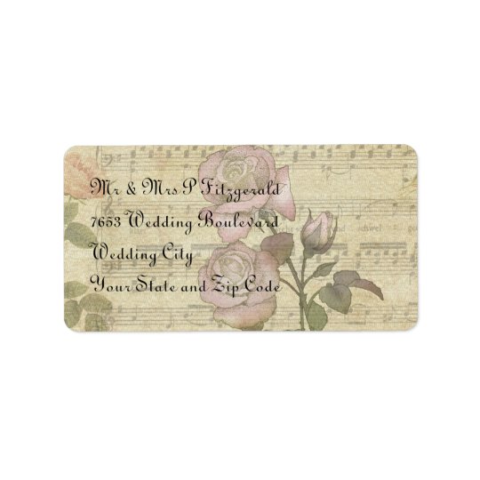 Vintage Rose and music score wedding set Address Label