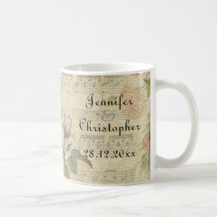 Vintage Rose and music score wedding set Coffee Mug
