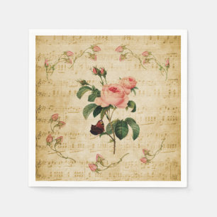 Vintage Rose and Music Sheet  Napkin