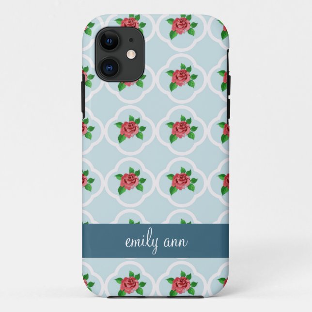 Vintage Rose and Quatrefoil iPhone4 Case (Back)