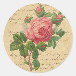 Vintage Rose and Script Stickers/Envelope Seals
