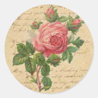 Vintage Rose and Script Stickers/Envelope Seals