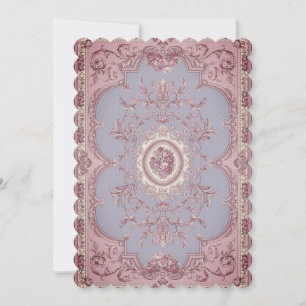 Vintage Rose and Smokey Purple Elegant Thank You Card