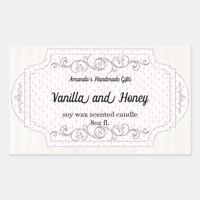 Vintage Rose and Vellum Scented Candle Rectangular Sticker (Front)