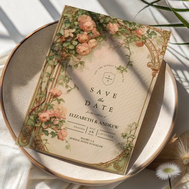 Vintage Rose Arch Wedding Save The Date (Creator Uploaded)