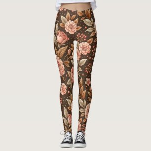 Vintage Rose & Berries Floral Pattern Leggings