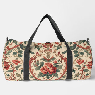 Vintage Rose & Bird Pattern Romantic Art Nouveau Duffle Bag
