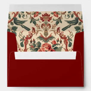 Vintage Rose & Bird Pattern Romantic Art Nouveau Envelope