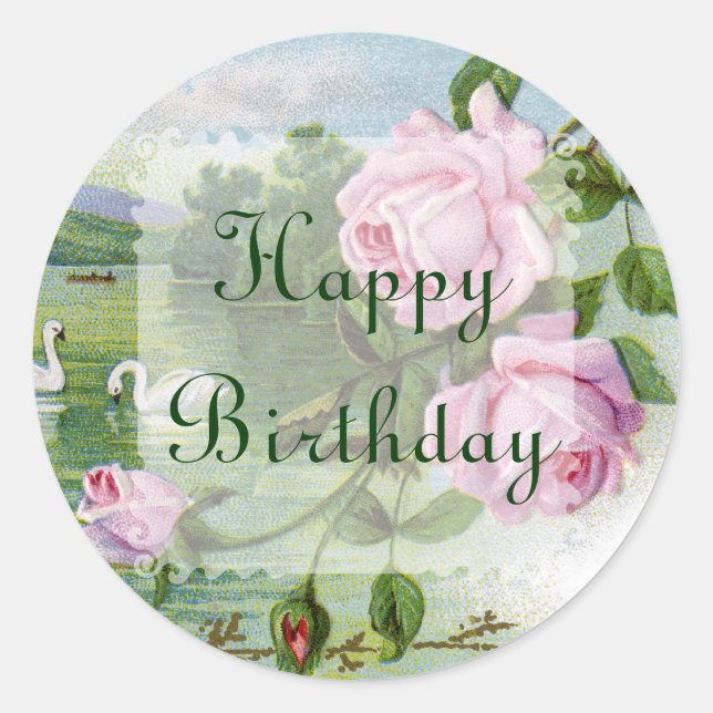 Vintage Rose Birthday Stickers (Front)
