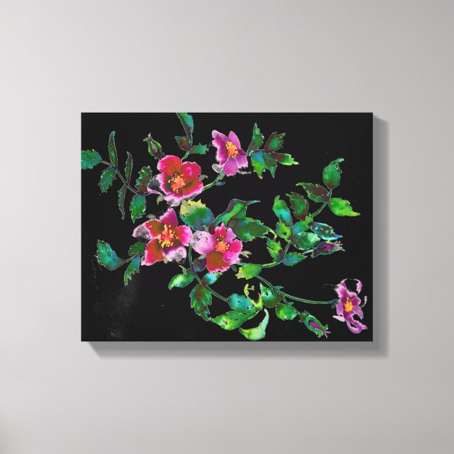 Vintage Rose - black Canvas Print (Front)