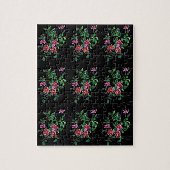 Vintage Rose black Jigsaw Puzzle (Vertical)
