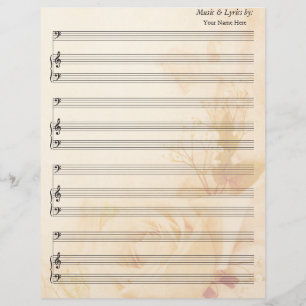 Vintage Rose Blank Sheet Music Bass Clef