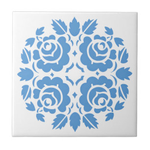 Vintage Rose Blue Floral Tile