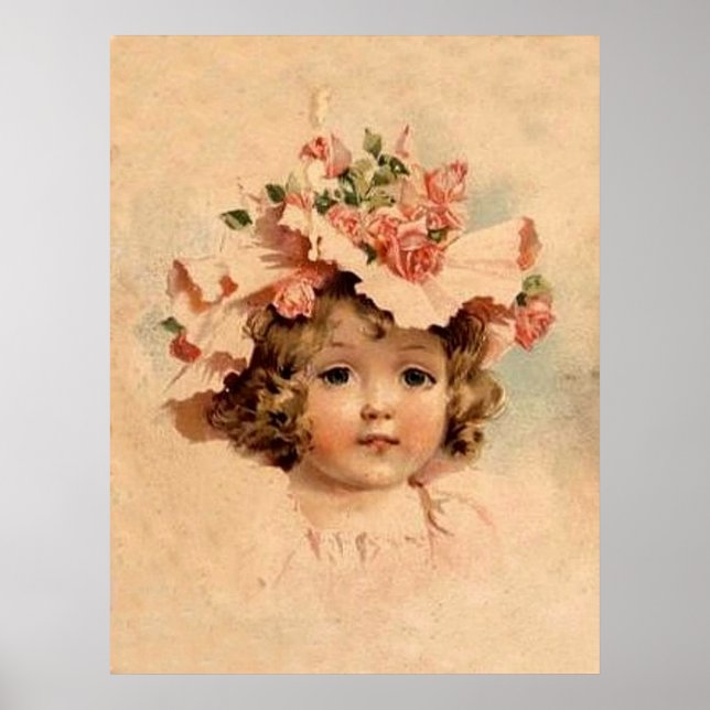 Vintage Rose Bonnet Girl Poster (Front)