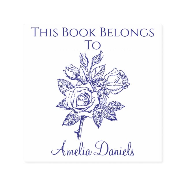 Vintage Rose Bookplate Self-inking Stamp (Design)