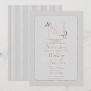 Vintage Rose Botanical Natural Pink Gold Wedding Invitation