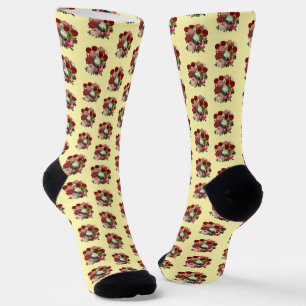 Vintage Rose Bouquet of Flowers Socks